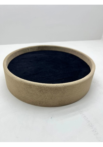 Süet Kumaş İki Renk 20/20 Cm Yuvarlak Batırmalı Bileklik Kelepçe Tablası Çok Renkli