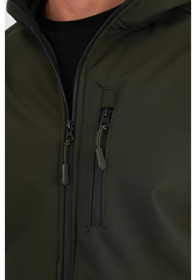 Alexander Gardi Alexandergardı Fermuarlı İçi Polarlı Su İtici Softshell Kumaş Kapüşonlu Mont E24-mnt-01 Haki
