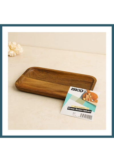 Bezos Akasya Ahşap Dikdörtgen Servis Tepsisi 25x14x1.4 Cm Ob