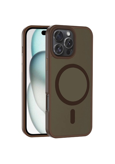 Apple Uyumlu iPhone 16 Pro Kılıf M-safe Şarj Özellikli Mat Arka Yüzey Zore Sio Kapak Kahve
