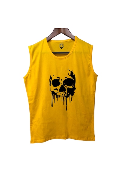 Top Glory Bones Baskılı Kolsuz Sporcu T-shirt Tank Top Sporcu Fitness Atlet