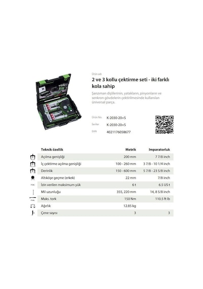Kukko K-2030-20+s 2 Ve 3 Kollu Üniversal Çektirme Seti
