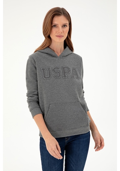 U.S. Polo Assn. Kadın Antrasit Melanj Basic Kapüşonlu Sweatshirt 50296931-VR081 U.S. Polo Assn. Kadın Antrasit Melanj Basic Kapüşonlu Sweatshirt 50296931-VR081