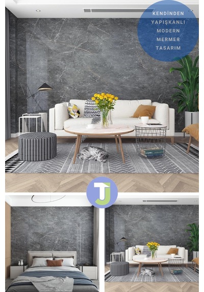 Technojet Kendinden Yapışkanlı Mermer Desen Folyo Mutfak Banyo Tezgah Duvar Masa Kaplama 60cmx300cm 001