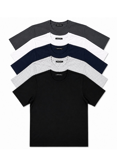 Fabio Cassani Classics Men Relaxed Fit Basic Kısa Kol Tişört 5'li Siyah-laci-beyaz-gri-antrasit Karışık-çok Renkli