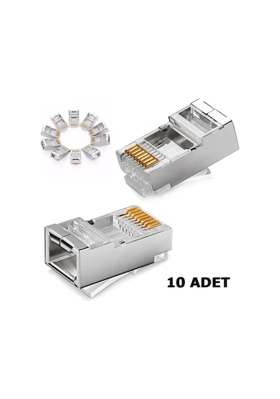 Rj45 Cat5 Cat6 Jack Metal Konnektör Başlık 10 Adet
