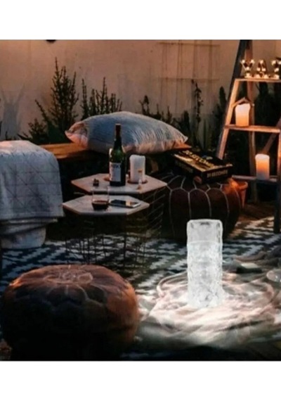 Projeksiyon Masa Lambası Kristal Elmas Led Dokunmatik Sensör Usb Şarj Bar Restoran Masa Lambası