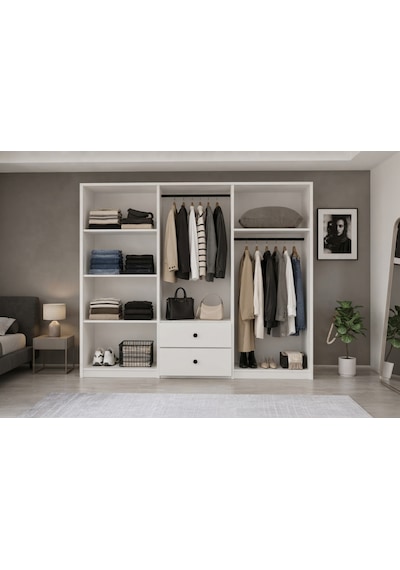 Metalia Gm 036 Lüx 6 Kapı 2 Çekmeceli Düğme Kulplu Aynalı Gardırop