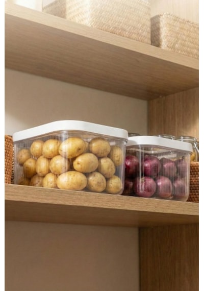 2'li 12 Lt Multibox Beyaz Kayar Kapaklı Saklama Kabı & Erzak Kabı & Patates Soğan Kovası