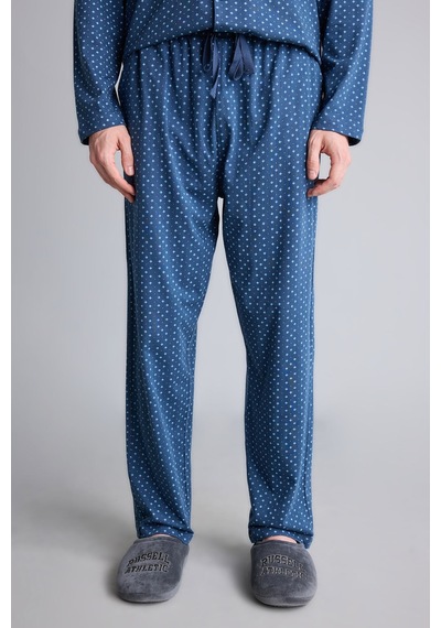 Defacto Regular Fit Mikro Desenli Uzun Kollu 2li Pijama Takımı I2466ax26aunv164 Lacivert-nv164