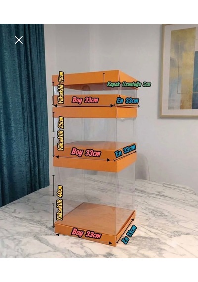 Asetat Gelin&damat Çeyiz Bohça Kutusu Portakal Renk 3'lü Set 1 Takım Şeffaf Katlanabilir Demonte Söz Nişan Hediyelik Ölçüler Büyükboy:33 33 40cm Orta Boy: 33 33 25cm Küçük Boy: 33 33 15cm