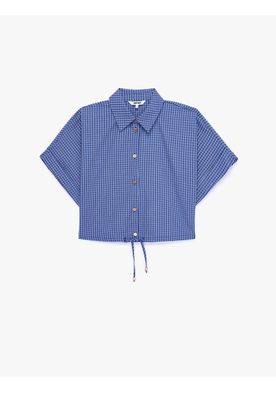 Koton Pamuklu Düğmeli Beli Bağlama Detaylı Kısa Kollu Oversize Kareli Crop Gömlek Mavi Ekose 6sak60289pw Koton Pamuklu Düğmeli Beli Bağlama Detaylı Kısa Kollu Oversize Kareli Crop Gömlek Mavi Ekose 6sak60289pw