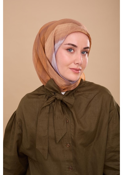 Silk Home Olinda İpek Eşarp 47005-24 Turuncu, Vizon, Krem, Lila, Bej, Kahverengi, Taba