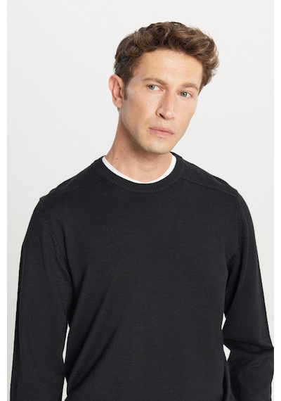 AC&Co / Altınyıldız Classics Erkek Sıyah Yünlü Standart Fit Normal Kesim Bisiklet Yaka Triko Basic Kazak Siyah AC&Co / Altınyıldız Classics Erkek Sıyah Yünlü Standart Fit Normal Kesim Bisiklet Yaka Triko Basic Kazak Siyah