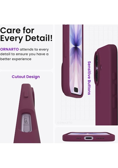 Apple Uyumlu iPhone 17 Içi Kadife Lansman Kılıf Ve Seramik Tam Kaplayan Cam Ekran Koruyucu Koyu Mor