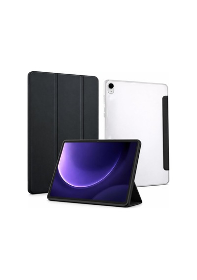 Samsung Galaxy P610 İle Uyumlu Tab S6 Lite 10.4 Şeffaf Arka Kapak Smart Cover Katlanabilir Standlı Darbe Emici Koruyucu Slim Tablet Kılıfı Akıllı Uyku Özellikli Siyah