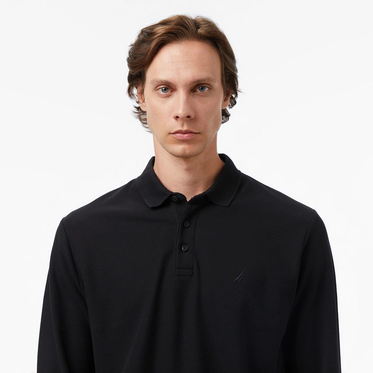 Nautica Erkek Siyah Classic Fit Uzun Kollu Polo Yaka T-shirt Düz K57351t Siyah