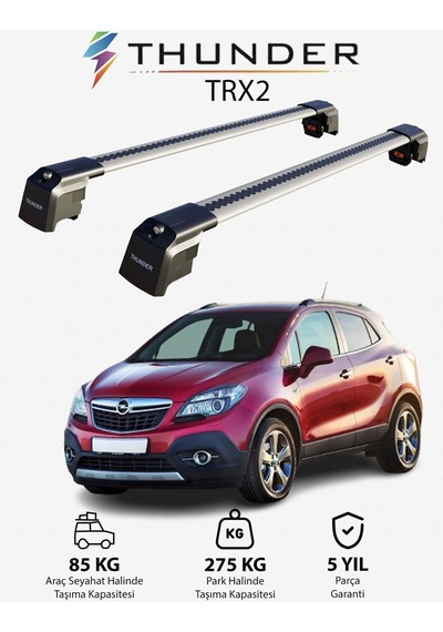 Opel Mokka 2013-2020 Trx2 Thunder Carrier Kilitli Ara Atkı Taşıyıcı Tavan Barı Siyah