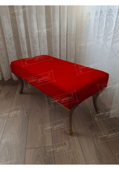 Ayak Ucu Kapı Önü Antre Düz Bench Puf Orta Sehpa Gold Ayak 90 45 Pembe