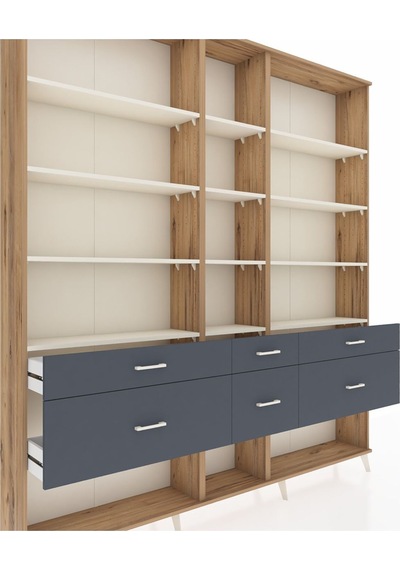Arges Dolap 12 Raflı 6 Çekmeceli 220x30x243 Çam-aytaşı/antrasit Aytası/antrasıt Arges Dolap 12 Raflı 6 Çekmeceli 220x30x243 Çam-aytaşı/antrasit Aytası/antrasıt