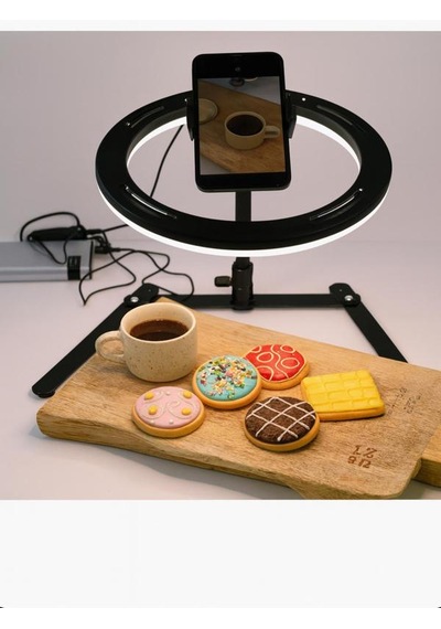 Masa Üstü 10 Inç Led Ring Light Tripodlu Telefon Tutucu 3 Işık Modu Usb Bluetooth Kumanda