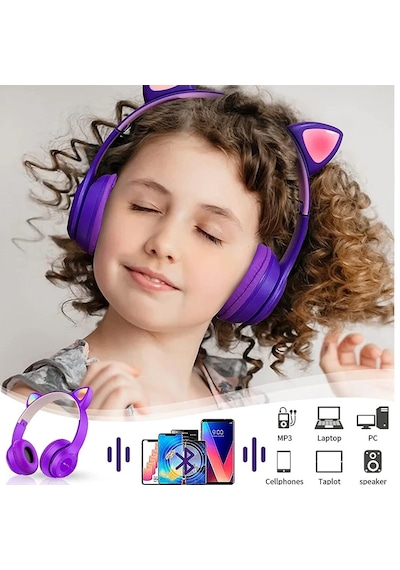 Exenar SW88 Bluetooh 5.0 Kablosuz Kedi Kulak Üstü Kulaklık