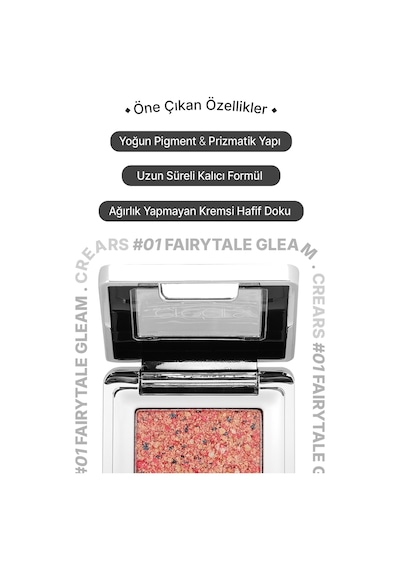 Mücevher Parlaklığında Yoğun Pigmentli Tekli Far Cre'ars Glitter Bomb Eyeshadow 01 Fairytale Gleam 80536417