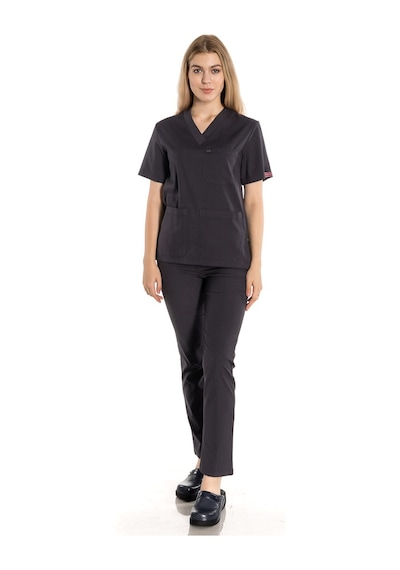 Unisex Likralı Antrasit Scrubs