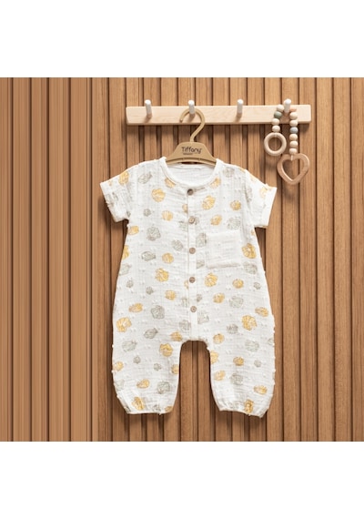 Tiffany Baby & Kids Tiffany Baby Müslin Sea Shell Theme Yarım Kol Uzun Tulum 62091 Ekru