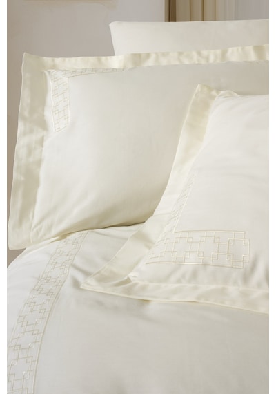 Cotton Box Brode Nakışlı Saten Çift Kişilik Nevresim Takımı Luxe Ekru