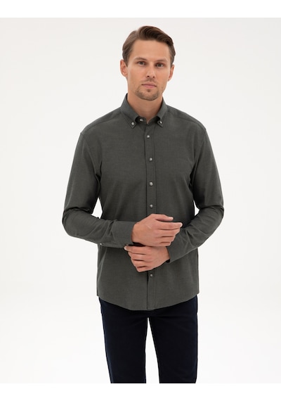 Pierre Cardin Erkek Koyu Haki Gömlek Desenli 50311380-vr111 Koyu Haki