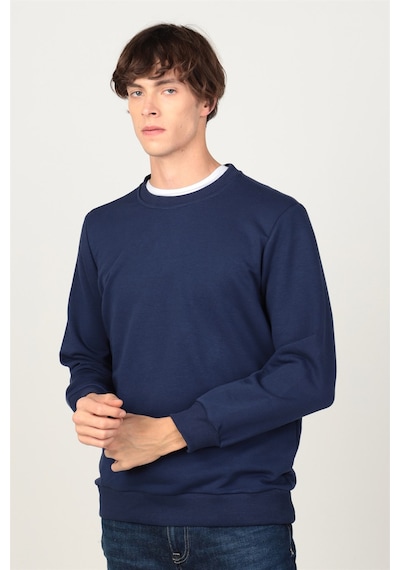 Tudors Bisiklet Yaka Basıc Unisex Sweatshirt Lacivert