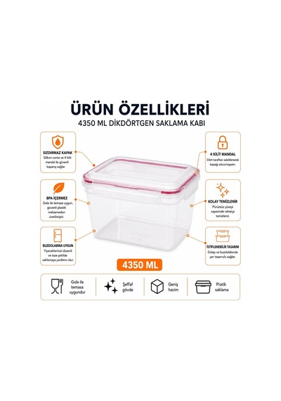 4350 Ml Sızdırmaz Şeffaf Contalı Kilitli Saklama Kabı, Pp Plastik Gıda Saklama Kutusu, Kapaklı Buzdolabı Düzenleyici, Mutfak Ve Erzak Kabı, İstiflenebilir Çok Amaçlı Organizer Asorti Renk 4350 Ml Sızdırmaz Şeffaf Contalı Kilitli Saklama Kabı, Pp Plastik Gıda Saklama Kutusu, Kapaklı Buzdolabı Düzenleyici, Mutfak Ve Erzak Kabı, İstiflenebilir Çok Amaçlı Organizer Asorti Renk