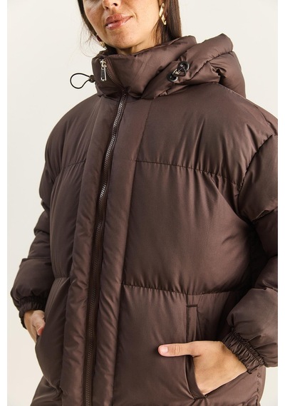 Shade Kadın Cep Detaylı Astarlı Kapüşonlu Uzun Puffer Mont 1129 60283868 - Acı Kahve Kahverengi Shade Kadın Cep Detaylı Astarlı Kapüşonlu Uzun Puffer Mont 1129 60283868 - Acı Kahve Kahverengi