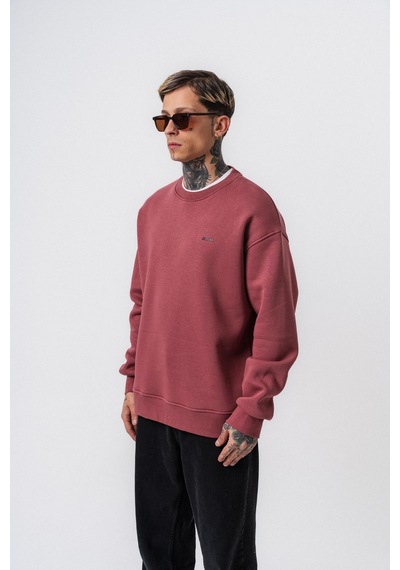 Erkek Respire Yazı Detaylı Basic Oversize Sweatshirt Gül Gülkurusu