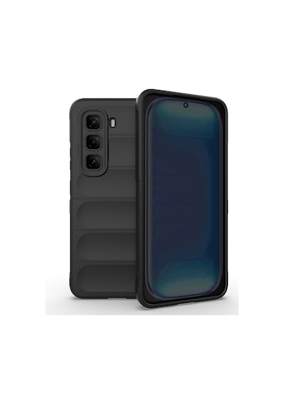 Xemu İnfinix Hot 50 4g Kılıf Esnek Tpu Oyuklu Arka Yüzey Tasarımlı Etnik Silikon Siyah