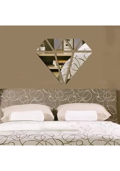 Mey İthalat 40x40 Cm Elmas Formlu Kırılmaz Pleksi Ayna - Geometrik Duvar Dekoru -