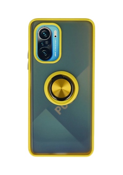 Xiaomi Redmi K40 Uyumlu Kılıf Montreal Yüzüklü Silikon Kapak - Sarı