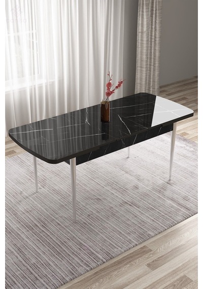 Canisa Tia Serisi 80x132 Açılabilir Mdf Beyaz Gold Detay Masa Takımı Ve 6 Antrasit Sandalye Masa Beyaz Sandalye Antrasit Canisa Tia Serisi 80x132 Açılabilir Mdf Beyaz Gold Detay Masa Takımı Ve 6 Antrasit Sandalye Masa Beyaz Sandalye Antrasit