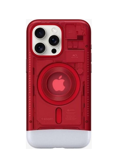 Spigen İphone 15 Pro İle Uyumlu Kılıf Classic C1 İmac G3 Desing Magfit Magsafe Uyumlu Ruby Kırmızı