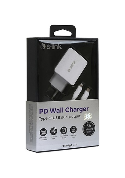 S-Link Swapp SW-C1110X 18 W USB + Type C- Lightning  Hızlı Şarj Cihazı