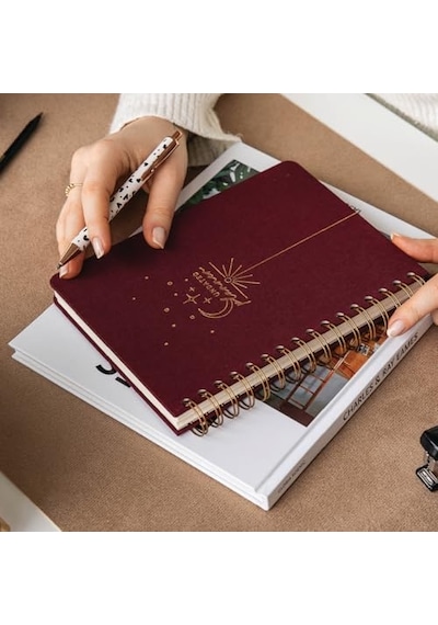Ayrex Paperora A5 Spiralli Keten Süresiz Planlayıcı Ajanda Bordo Genel