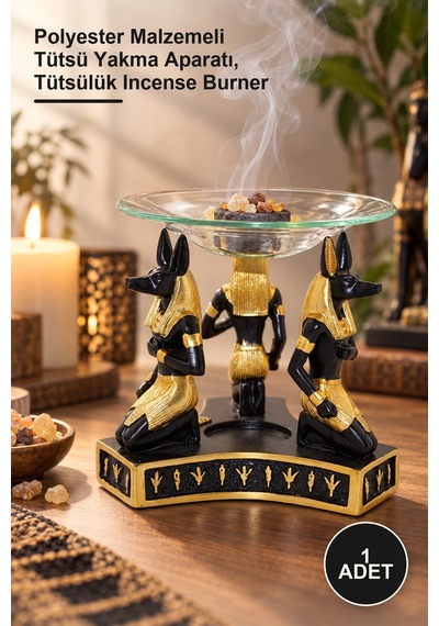 1 Adet Anubis Buhurdanlık Polyester Malzemeli Tütsü Yakma Aparatı, Tütsülük Incense Burner