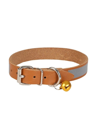 Cattie Reflektörlü Deri Kedi Boyun Tasması XL 1.5x28-32CM Camel