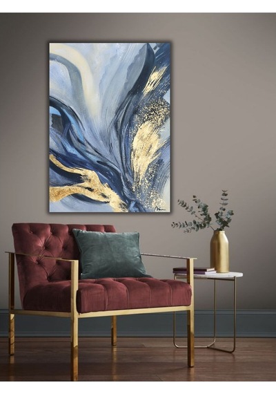 Yağlı Boya Tablo %100 El Yapımı 67cmx85cm Soyut Gold