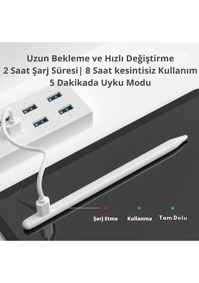 Tablet Kalemi İpad Uyumlu Stylus Kalem, Avuç İçi Reddetme & Eğim Özelliği, Hassas Yazım, 2 Yedek Uç Dahil, İpad Pro/ipad Mini/ipad Air Belirtilmemiş