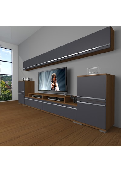 Decoraktiv Ekoflex 9 Mdf Tv Ünitesi Tv Sehpası Ceviz - Antrasit