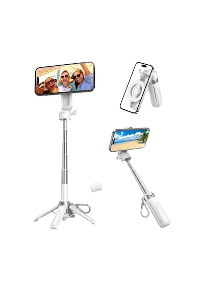 Juo Jst30 Magsafe Manyetik Kumandalı Tripod Monopod Selfie Çubuğu Android Apple iPhone Uyumlu Beyaz
