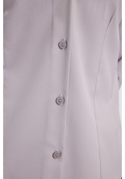 Tudors Kadın Slim Fit Dar Kesim Klasik Yaka Uzun Kollu Gri Gömlek-40354 Gri
