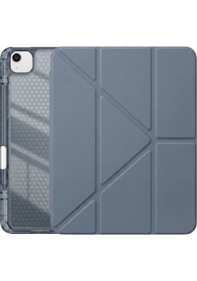 Ps Apple Uyumlu iPad Air 13 İnç M4 / M3 / M2 Tri Folding Standlı Kılıf - Gri Kapaklı Kılıf